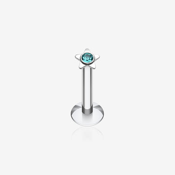 Sparkle Star Top Internally Threaded Labret-Teal